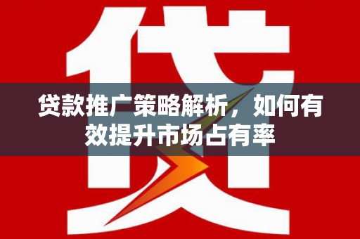 太保贷款推广策略解析，如何有效提升市场占有率