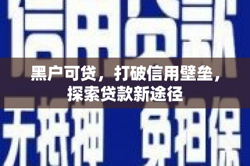 太保黑户可贷，打破信用壁垒，探索贷款新途径