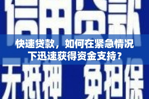 太保快速贷款，如何在紧急情况下迅速获得资金支持？
