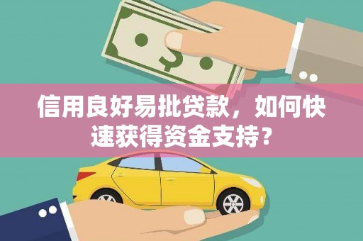 太保信用良好易批贷款，如何快速获得资金支持？