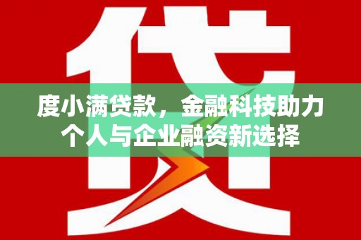 太保度小满贷款，金融科技助力个人与企业融资新选择