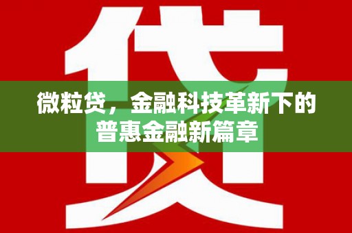 太保微粒贷，金融科技革新下的普惠金融新篇章