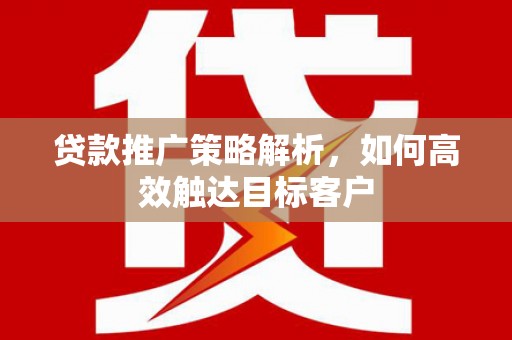 太保贷款推广策略解析，如何高效触达目标客户