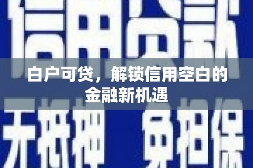 太保白户可贷，解锁信用空白的金融新机遇