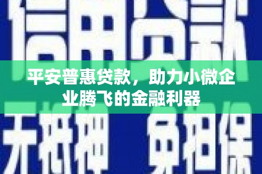 太保平安普惠贷款，助力小微企业腾飞的金融利器