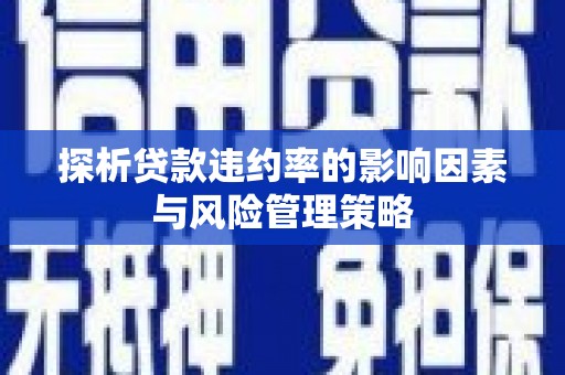 太保探析贷款违约率的影响因素与风险管理策略